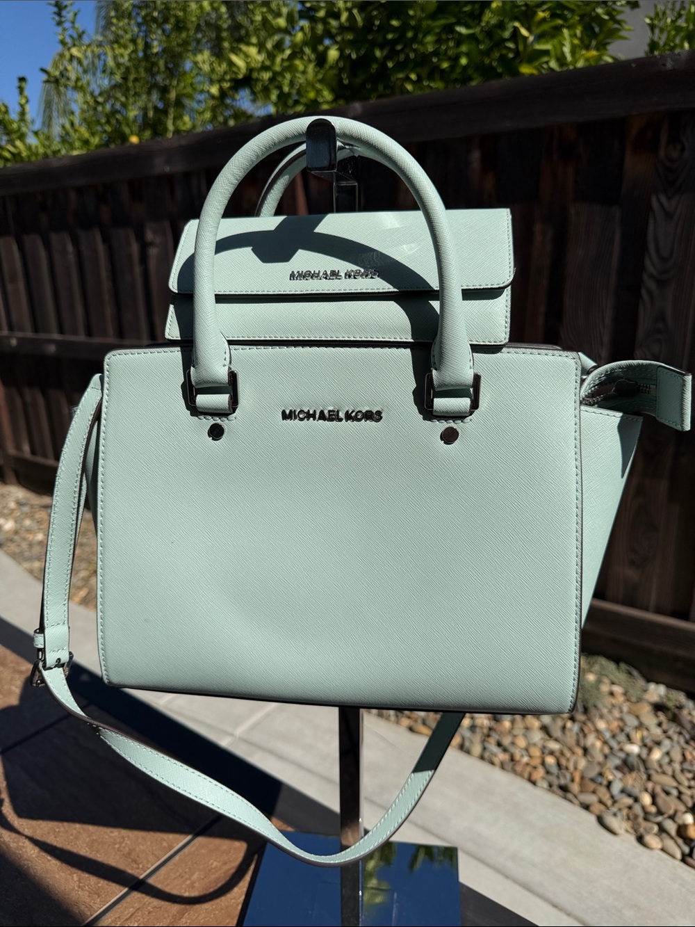 Michael Kors Mint Green Saffiano Satchel